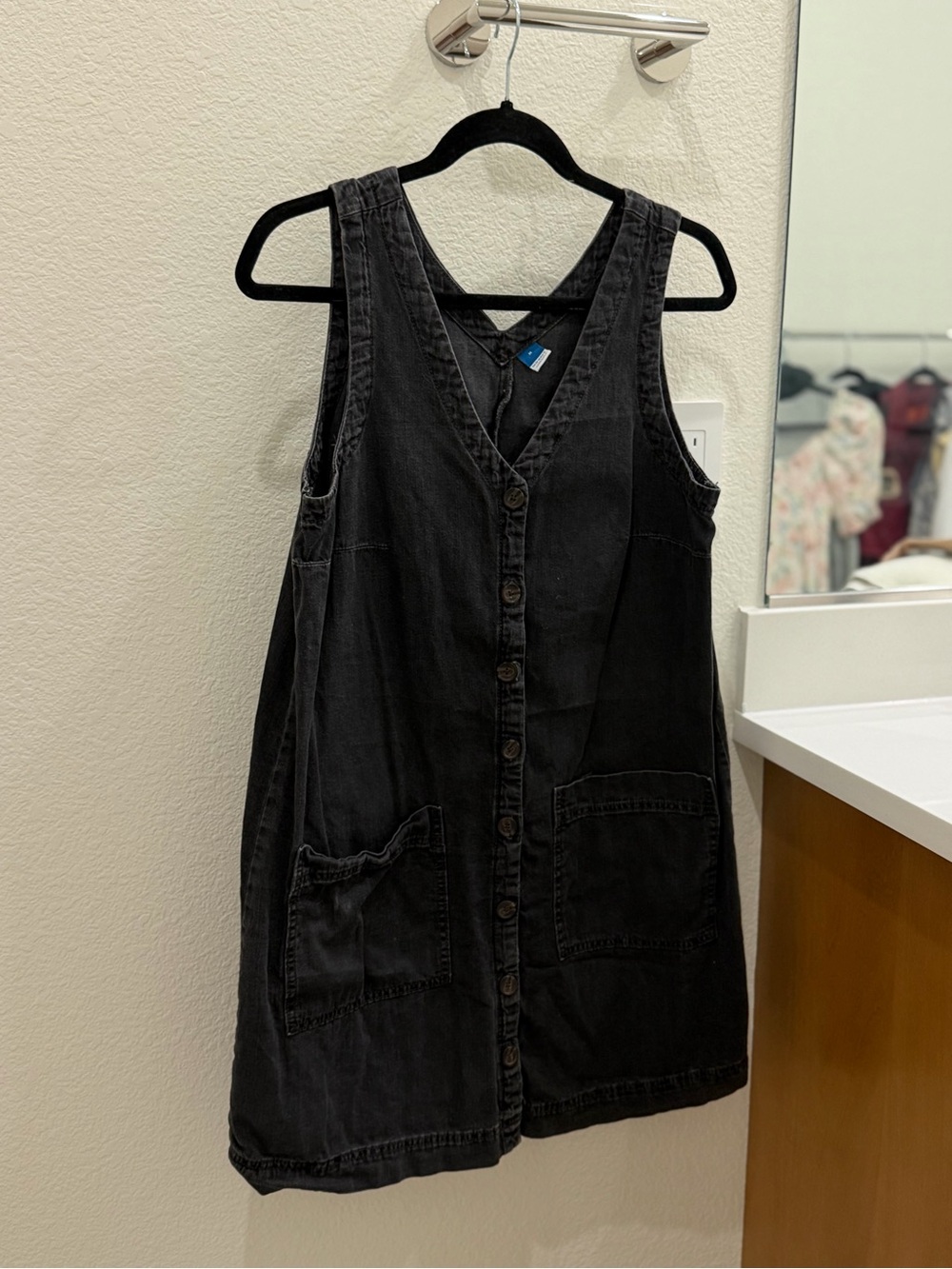 Old Navy Black Button-Front Denim Mini Dress with Pockets